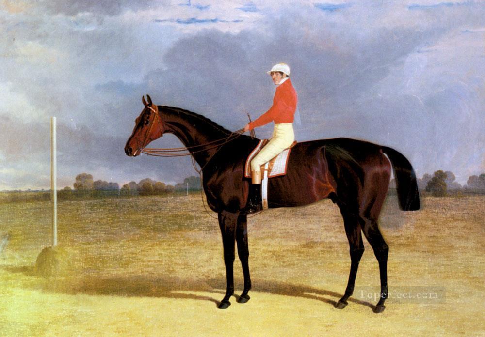 Un cheval de course Dark Bay avec Patrick Connolly Up Herring Snr John Frederick cheval de course Peintures à l'huile